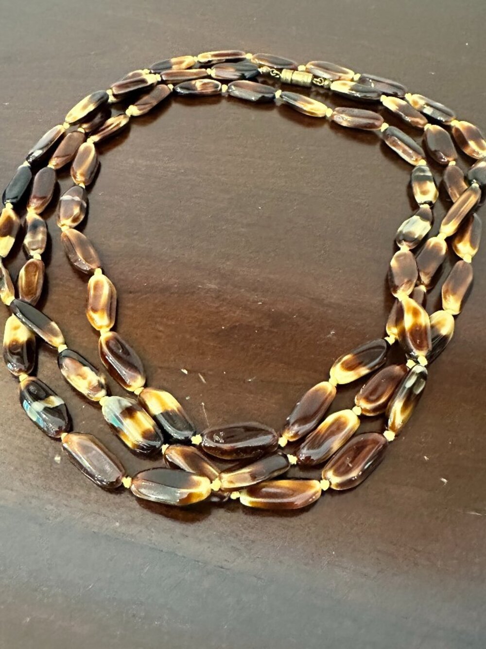 Vintage Elegant Necklace Tortoiseshhaped Glass Beadsell Corn S27" Drop
